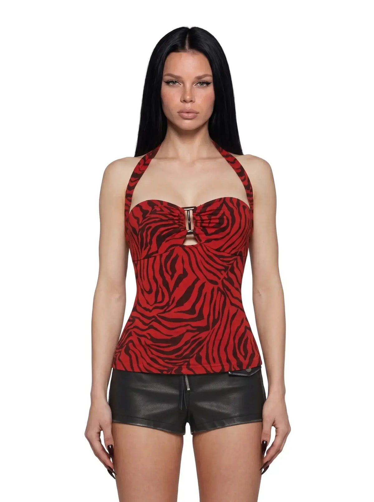 L'Ensemble Fauve : top zébré & short noir Nolanea