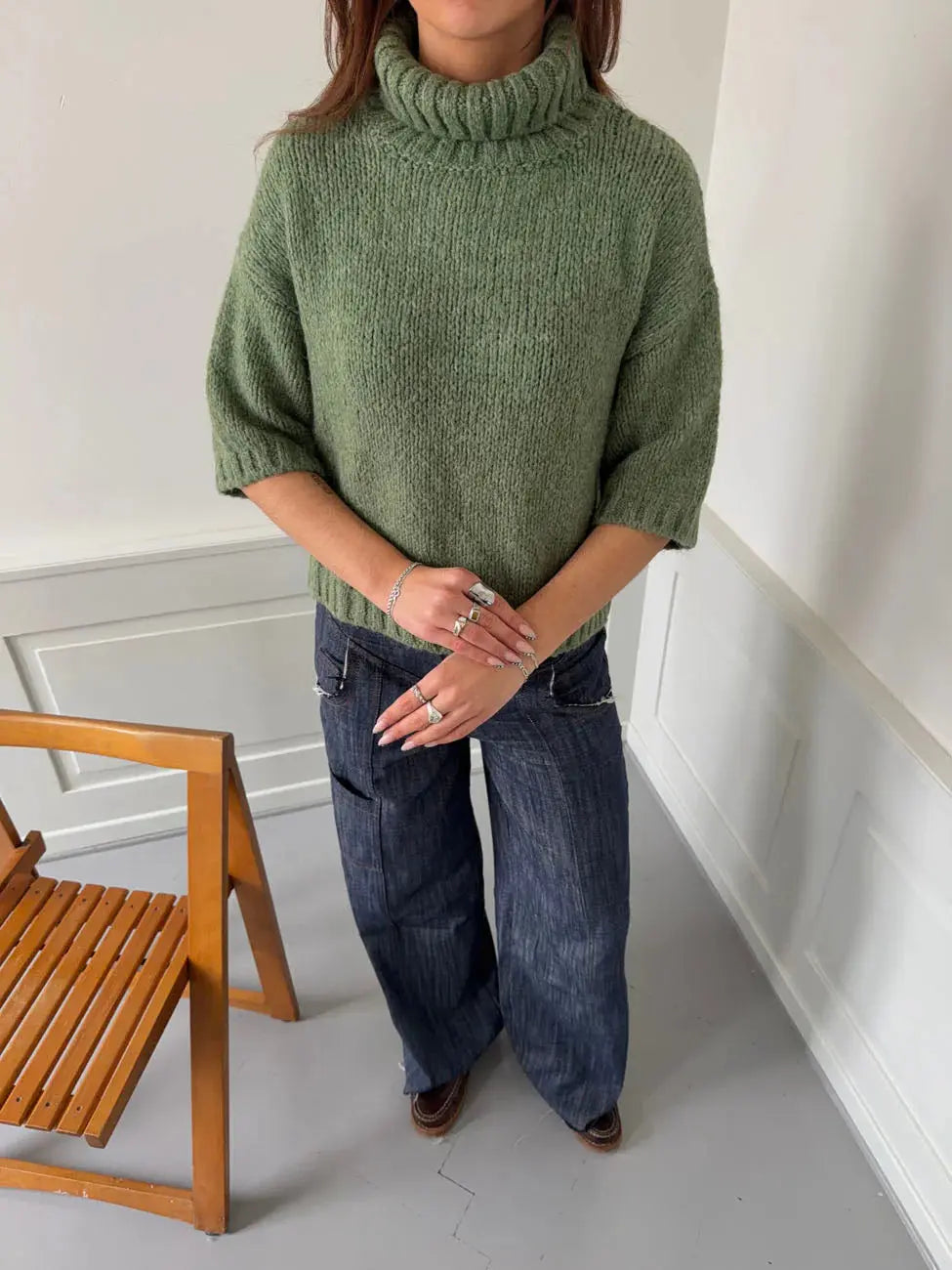 Le Pull Col Roulé Sauge Nolanea